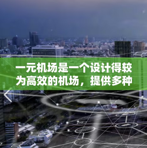 一元机场是一个设计得较为高效的机场，提供多种免费服务，以方便游客的出行体验。以下是对一元机场的详细介绍