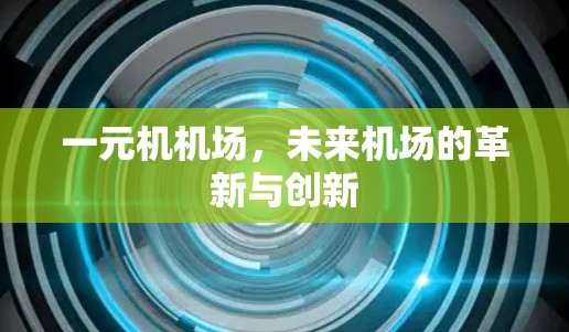 一元机机场，未来机场的革新与创新