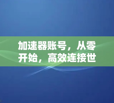 加速器账号，从零开始，高效连接世界